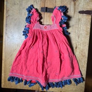 Met St. Barth Red and Tassel Girls Dress